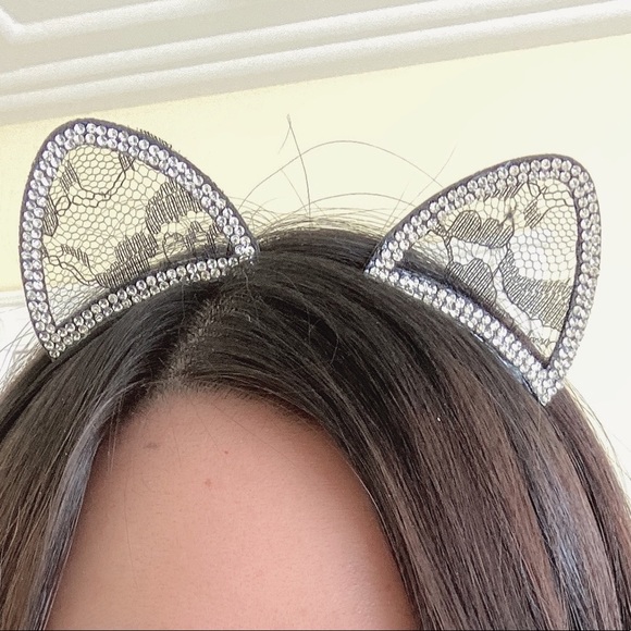 NEW CAT WHITE LACE EARS HEADBAND - Picture 6 of 6